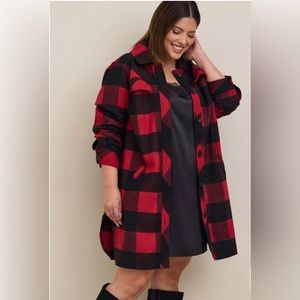 Torrid Buffalo Plaid Wool Shacket Size 1